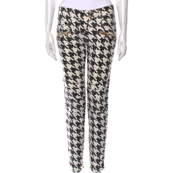 Balmain Denim - Balmain Skinny Leg Jeans Pants Houndstooth Size Medium With Zippers, Gold Button